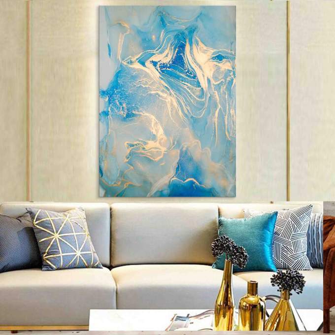 TABLEAU ABSTRAIT BLEU CIEL