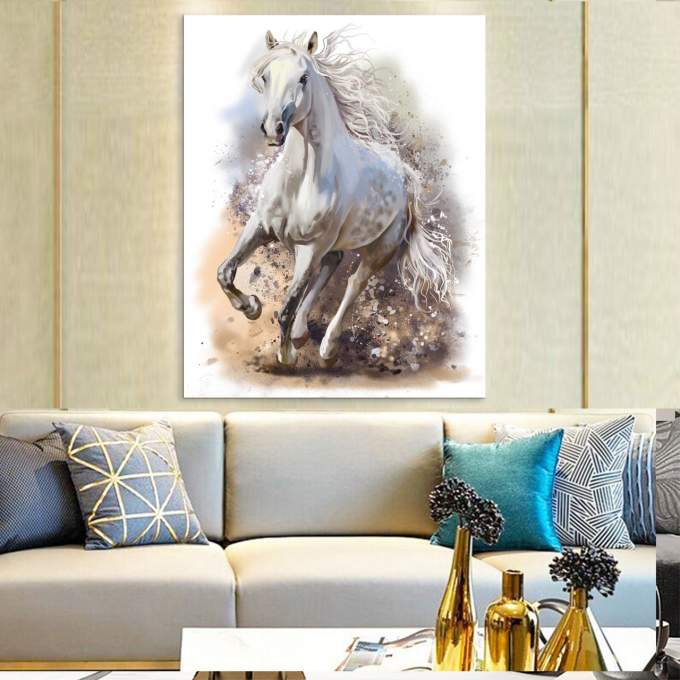 CANVAS ANIMAUX CHEVAL BLANC 100X70 CM